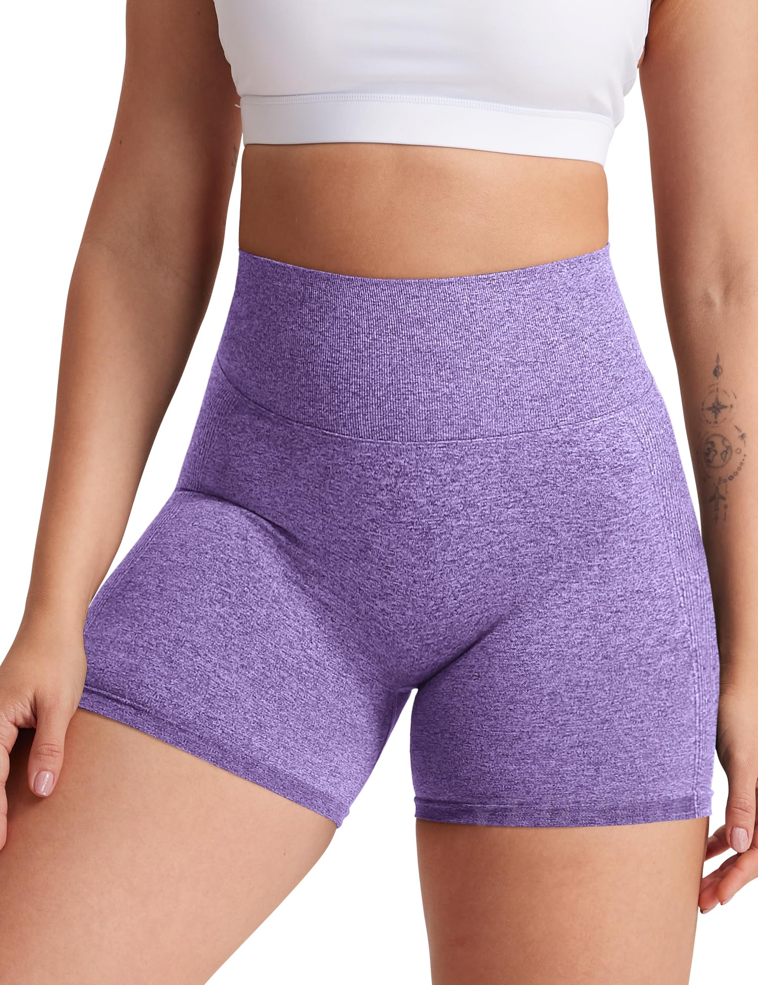 YEOREO Women's High Waist Yoga Shorts - Seamless Workout Gym & Cycling Shorts with Contour Fit - Perfect for Yoga, Running, and Fitness Training