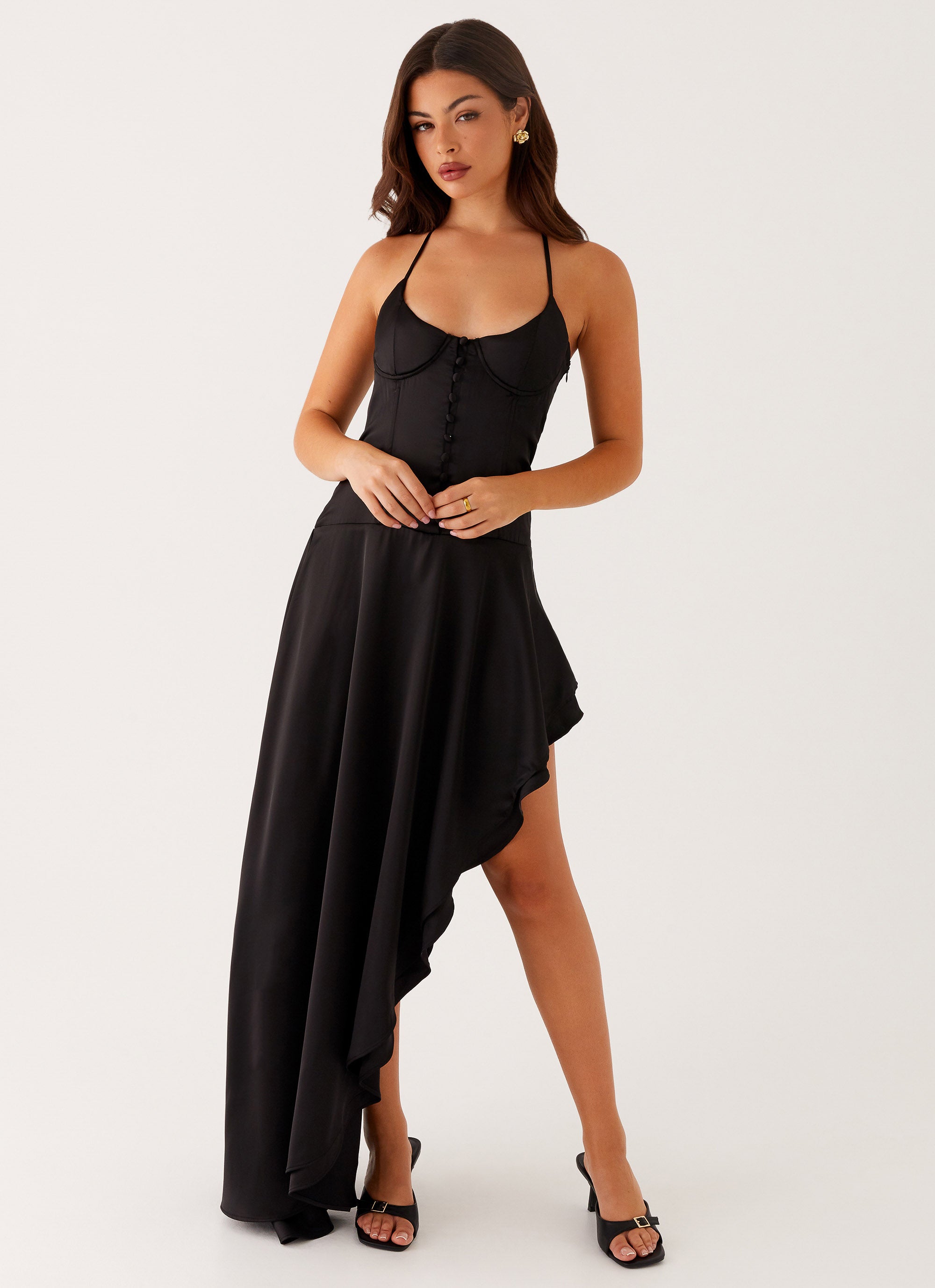 Always Women's Midi Dress - Classic Black Flowy Knee-Length Dress for Work, Date Night & Special Occasions