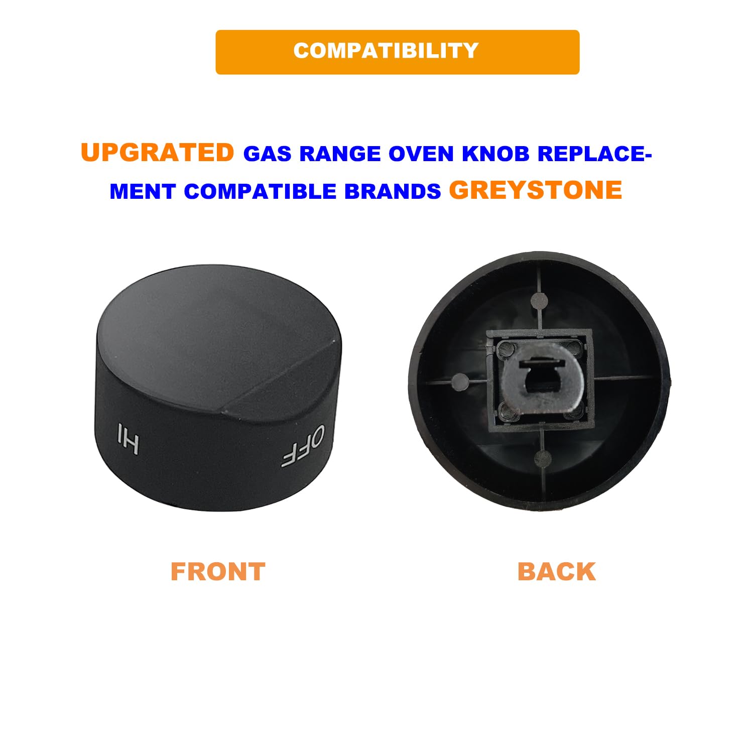 Upgraded RV Gas Range Oven Knob Replacement - Compatible with Greystone CF-RV17, CF-RV17B, CF-RV17BB, CF-RV21, CF-RV21B, CF-RV21BB Models (5-Piece Set) - Perfect for RV Kitchen Stove Repair & Maintenance
