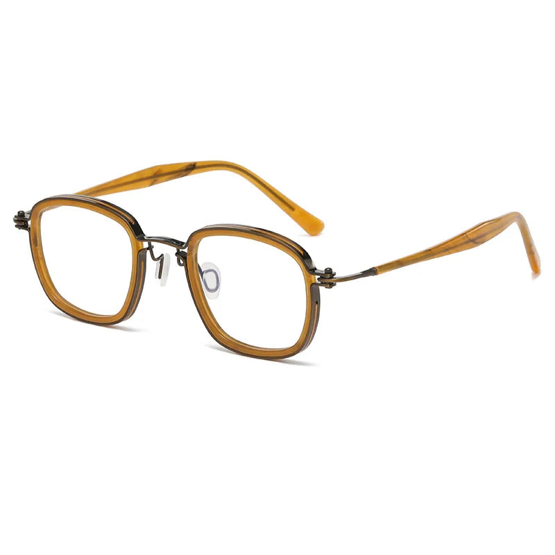 Stylish Black Unisex Square Titanium Acetate Eyeglasses - Lightweight & Durable Full Rim Glasses for Men & Women - Perfect for Work, Reading & Fashion Accessories