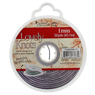 Lovely Knots 1mm Silver Knotting Cord - 50 Yards for Jewelry Making, Macrame, DIY Crafts & Beading Projects