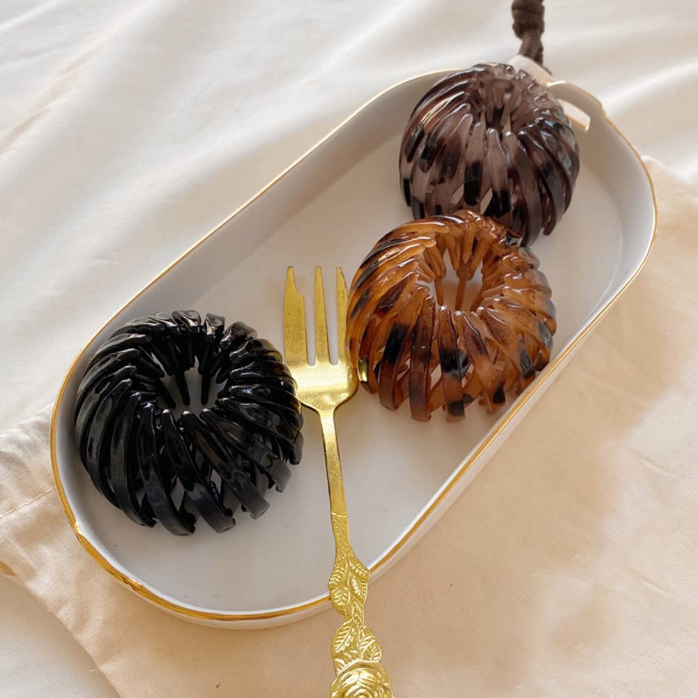 5 Pcs Birds Nest Hair Clips - Geometric Retractable Hair Loops, Bun Maker & Hairpin for Women & Girls - Perfect for Updos, Ponytails & Everyday Hairstyles