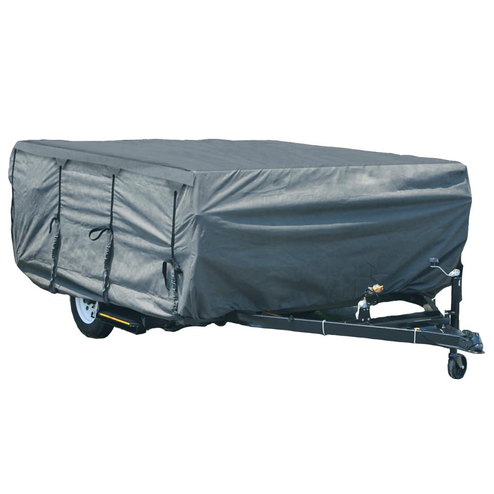GEARFLAG Heavy Duty Pop-up Camper Cover 14-16 ft - Windproof, Waterproof, UV Resistant with Reinforced Side Straps & Triple Layer Protection for RV Trailers - Perfect for Outdoor Camping & Travel Storage