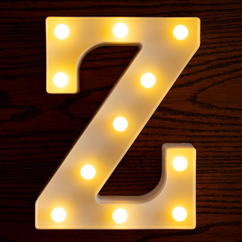 LED Light Up Letters Sign - Battery Powered Alphabet Letter Lights for Wedding, Birthday Party, Christmas Decor - Night Light for Home, Bar, Nursery & Bedroom (Letter Z)