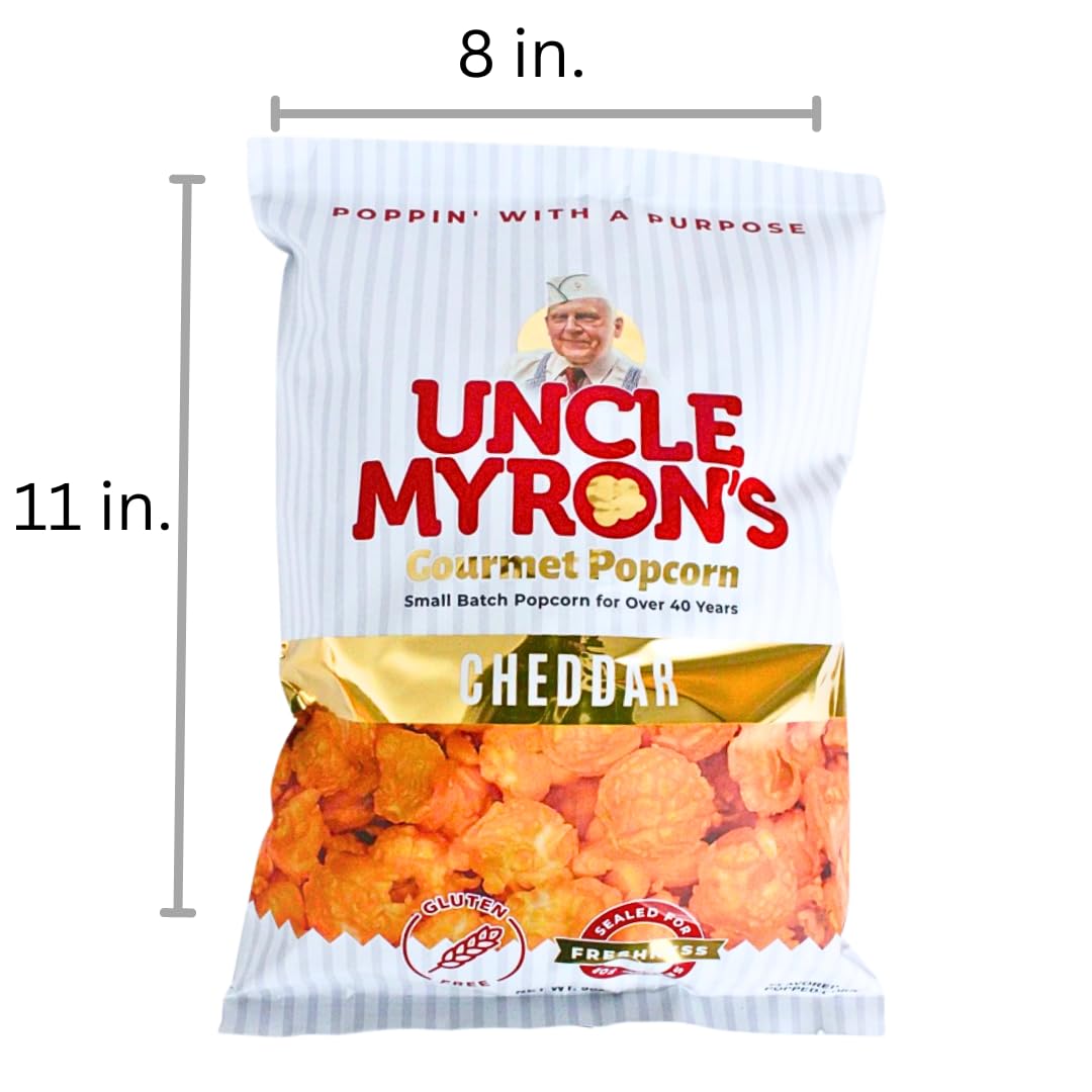 Uncle Myron's Gourmet Cheddar Cheese Popcorn - 9 oz Gluten Free Snack Bag | Perfect for Movie Nights, Parties & Office Snacks