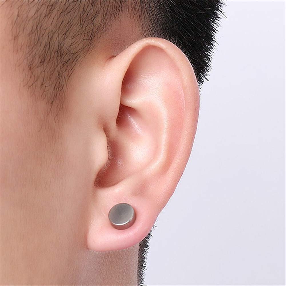 Stainless Steel Punk Round Fake Clip-On Earrings for Men & Women - No Piercing Studs in Multicolor | Perfect for Costume Parties, Concerts & Alternative Fashion