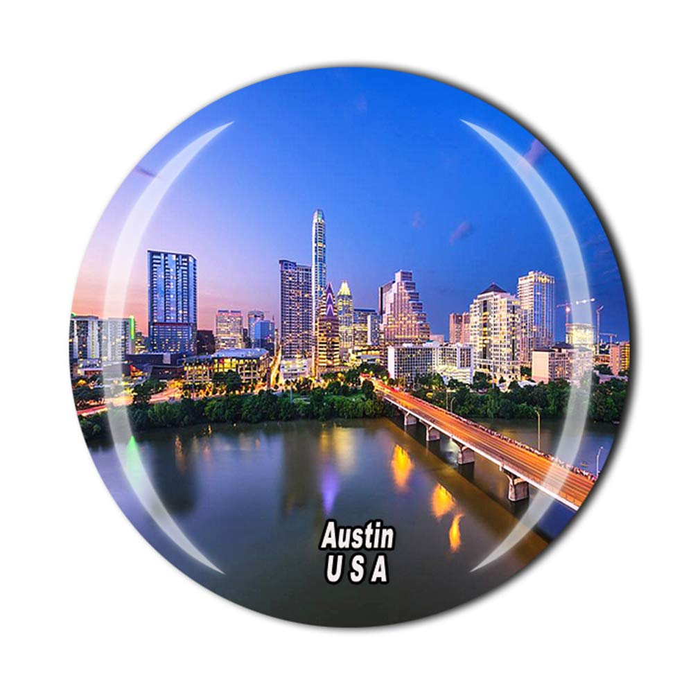Texas USA Souvenir Fridge Magnet - Austin Skyline Crystal Magnetic Sticker Gift for Travelers & Collectors | Perfect for Refrigerators, Lockers & Office Decor