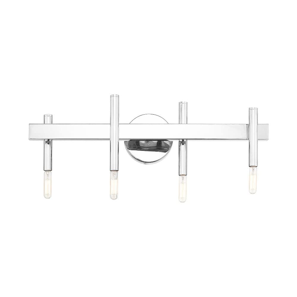 Livex Lighting 15584-91 4-Light Brushed Nickel Bathroom Vanity Light Fixture - Perfect for Modern Bathroom, Powder Room & Dressing Area Lighting
