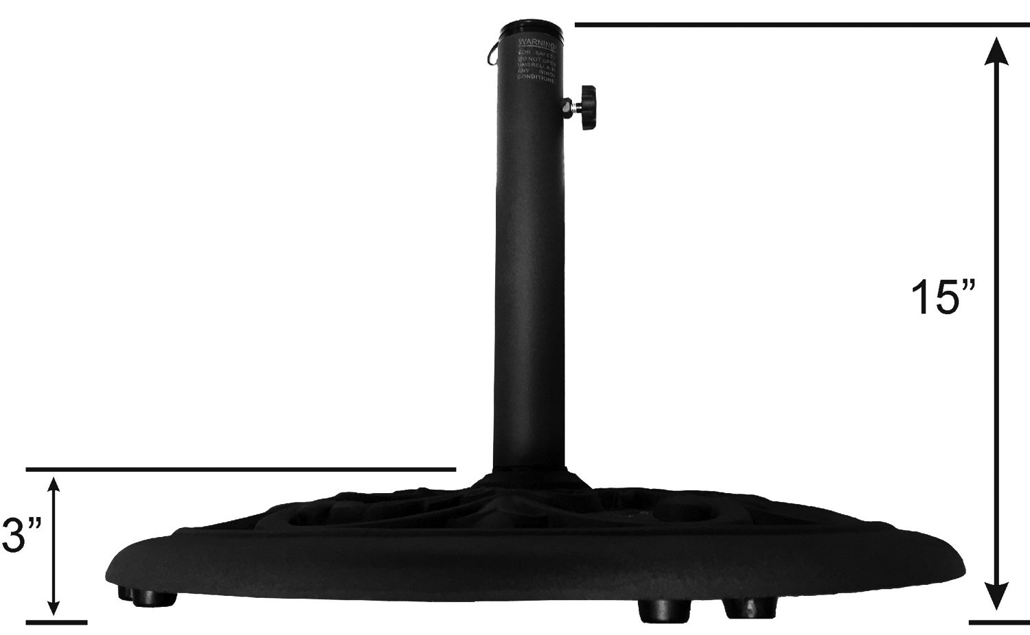 30 Pound Black Powder Coated Cast Iron Umbrella Stand - Heavy Duty Outdoor Patio Decor for Garden, Poolside & Porch Use