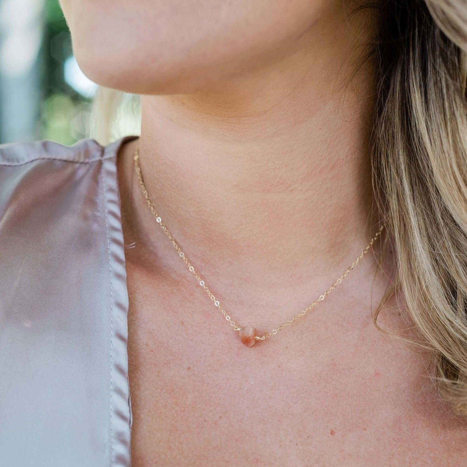 Raw Sunstone Crystal Nugget Necklace – Natural Gemstone Jewelry for Women, Healing Crystal Pendant for Energy & Positivity | Perfect for Meditation, Yoga & Spiritual Gifts