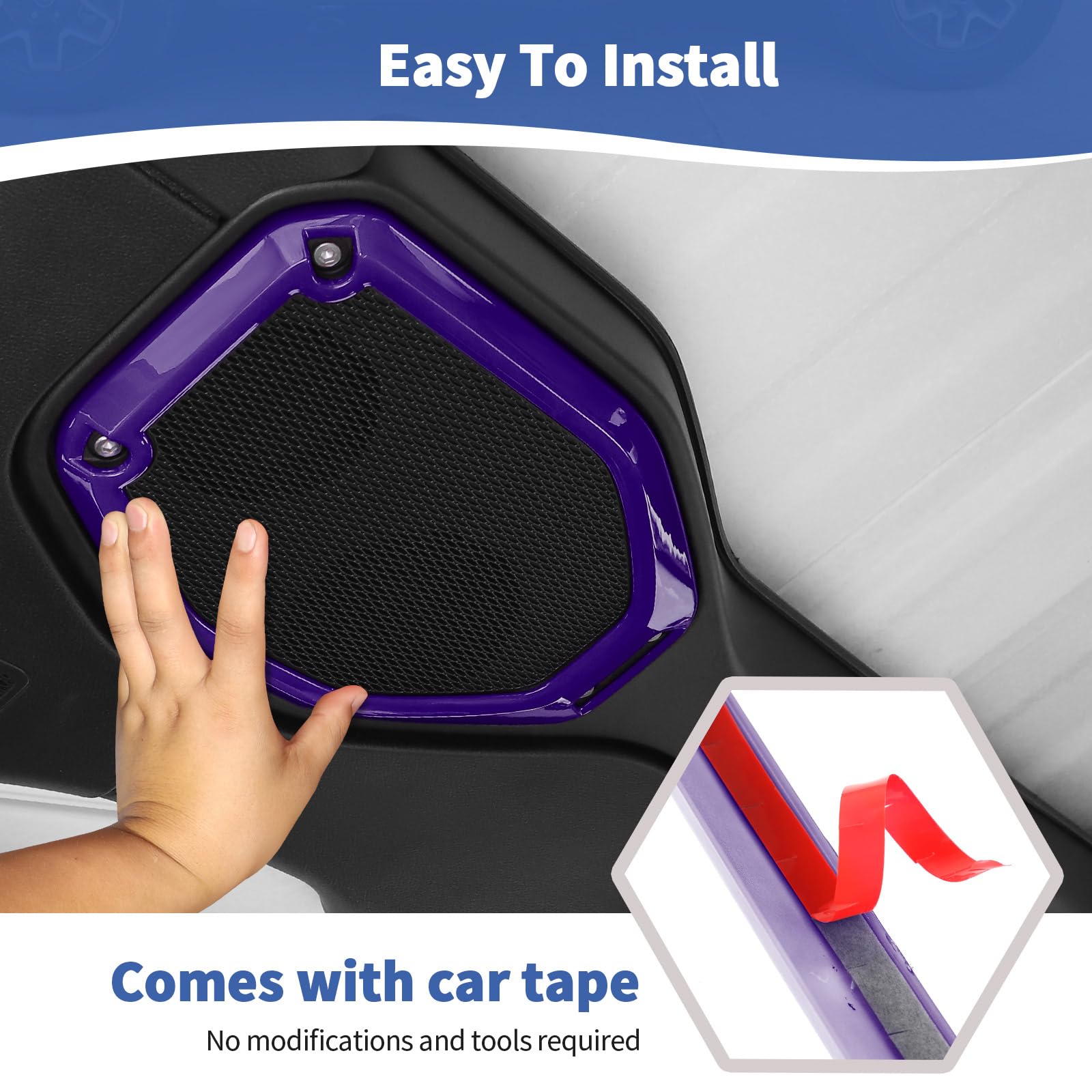 Jeep Wrangler JL JLU & Gladiator JT (2018-2023) RT-TCZ Roof Speaker Cover Trim - Purple Interior Accessories (2-Piece Set) | Perfect for Off-Road Adventures & Car Audio Upgrades