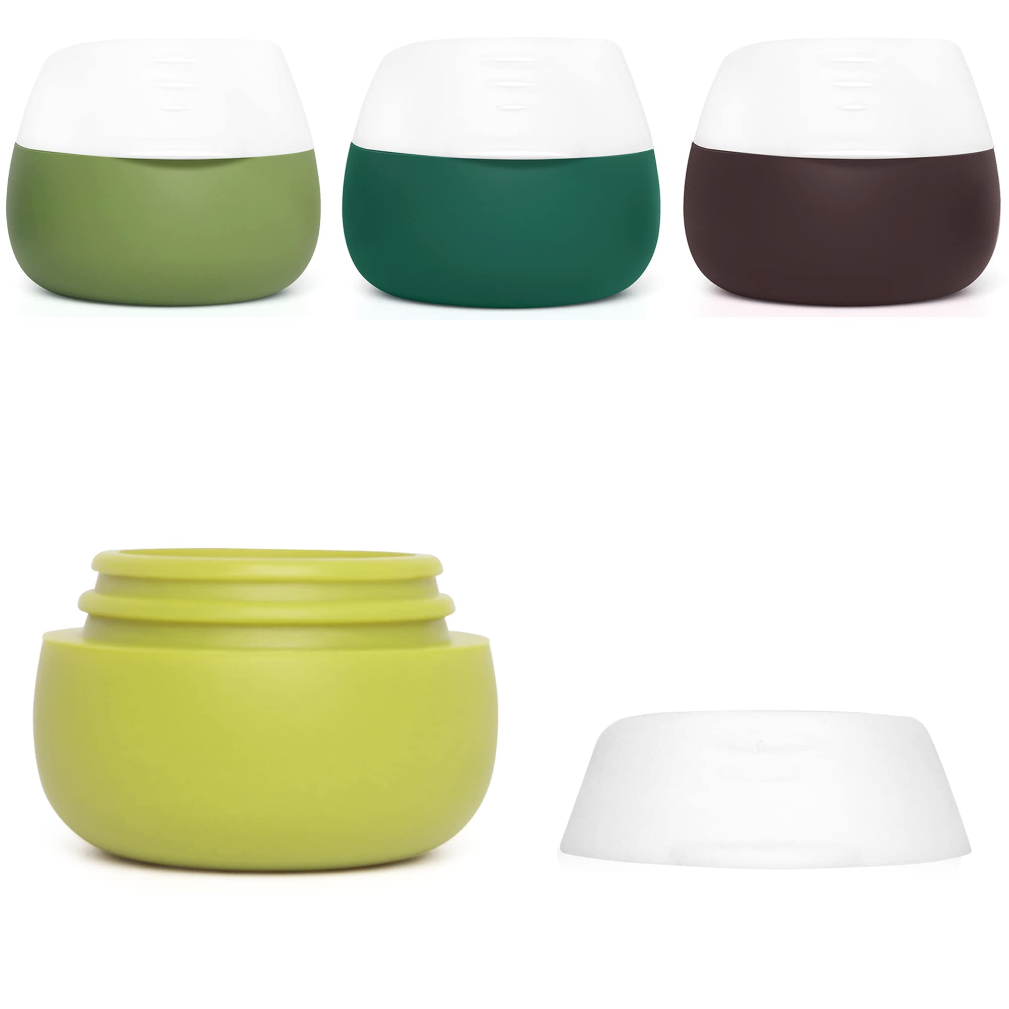 Gemice Silicone Travel Containers for Toiletries - 4-Piece TSA Approved Leak-Proof Cream Jars for Cosmetic, Makeup, Face & Body Creams - Perfect for Air Travel, Gym Bags & On-The-Go Skincare