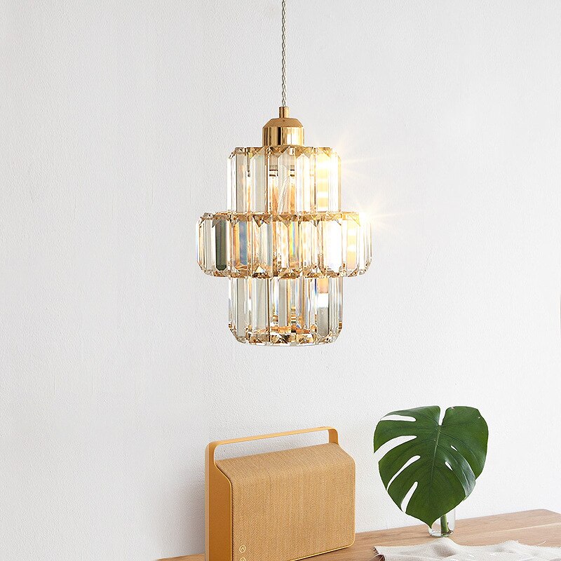Luxury Golden Crystal Pendant Light - Elegant Chandelier for Dining Room, Bedroom, Living Room & Entryway Decor