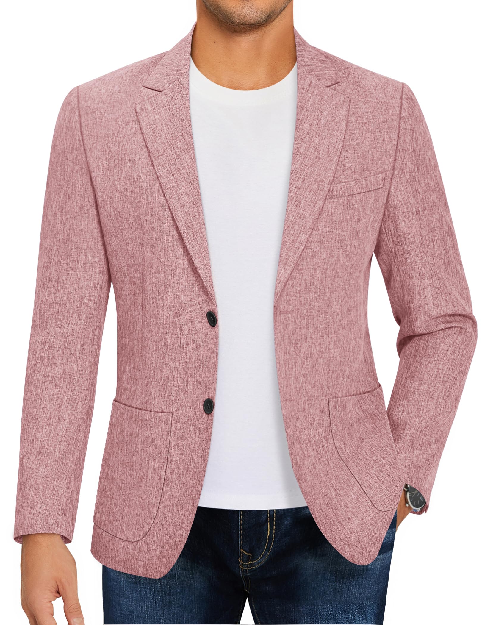 COOFANDY Men's Lightweight Casual Blazer - Slim Fit Two Button Sport Coat Business Suit Jacket for Office, Wedding & Formal Events