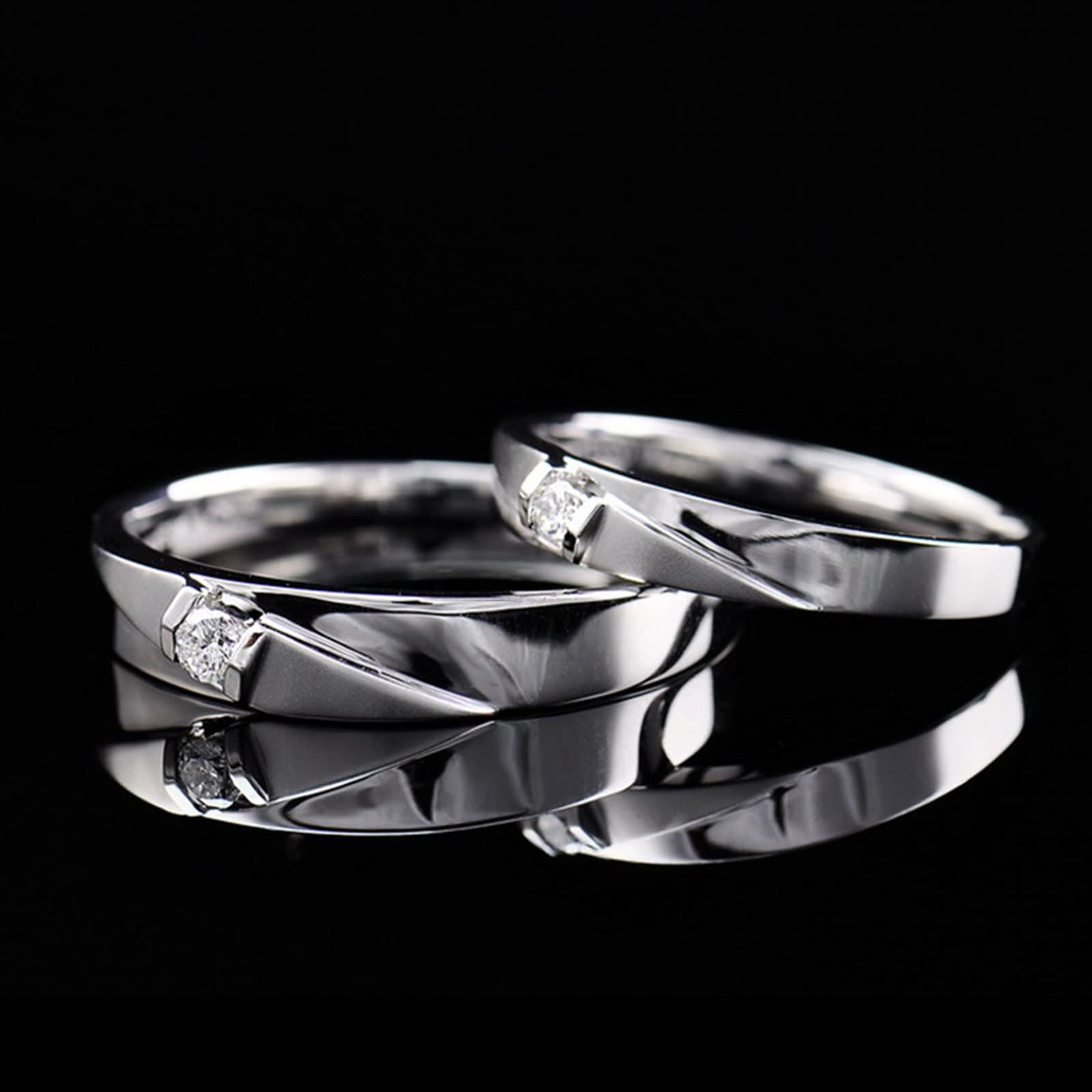 Diamond Matching Couples Rings for Him and Her - Sterling Silver/10K/14K/18K Wedding Promise Rings with Free Engraving | Perfect for Anniversaries, Engagements & Romantic Gifts
