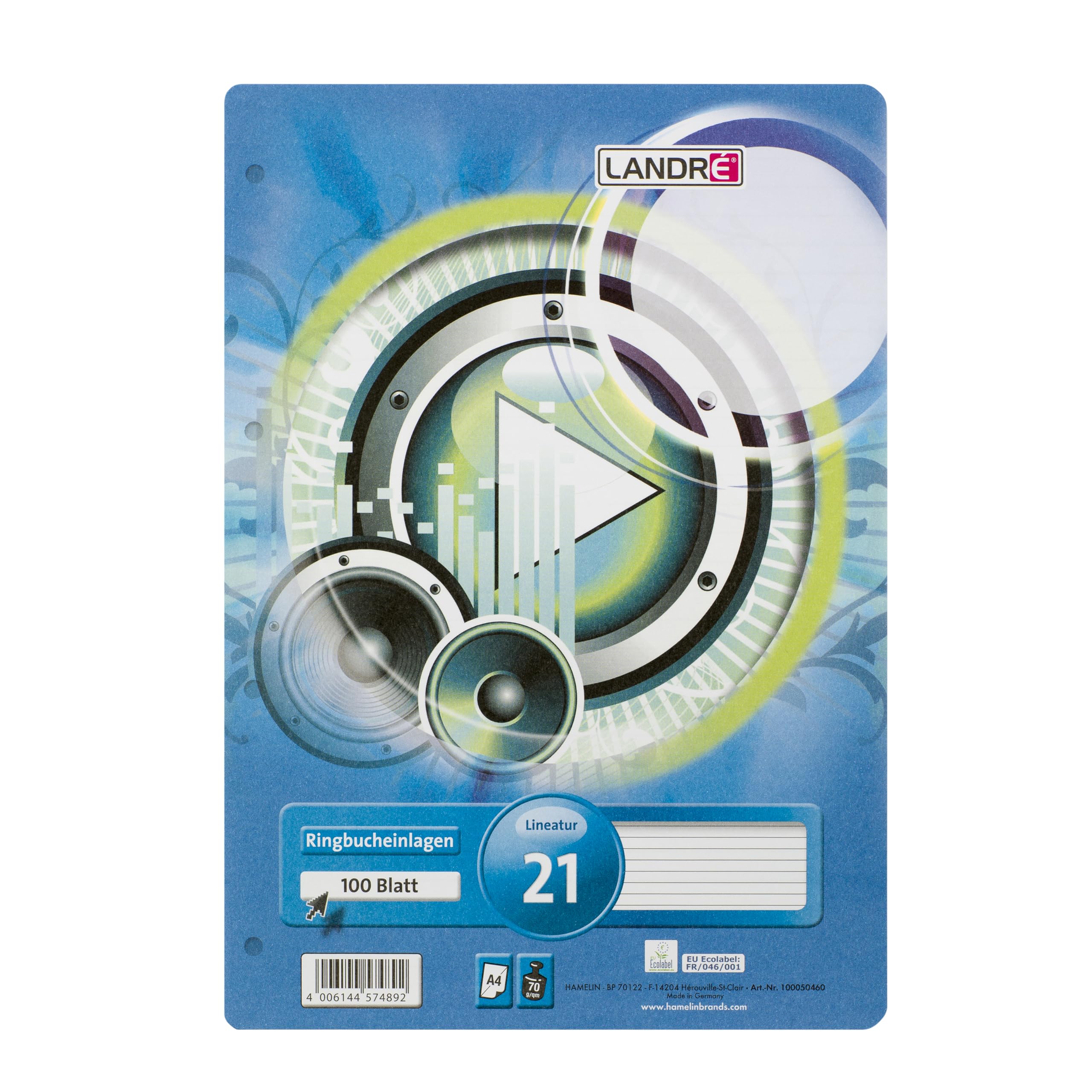 100-Sheet A4 Ring Binder Inserts - 70 g/m² Lined Paper with Round Corners & Perforations | Premium Refill Paper for Office, School, Home Organization & Document Filing