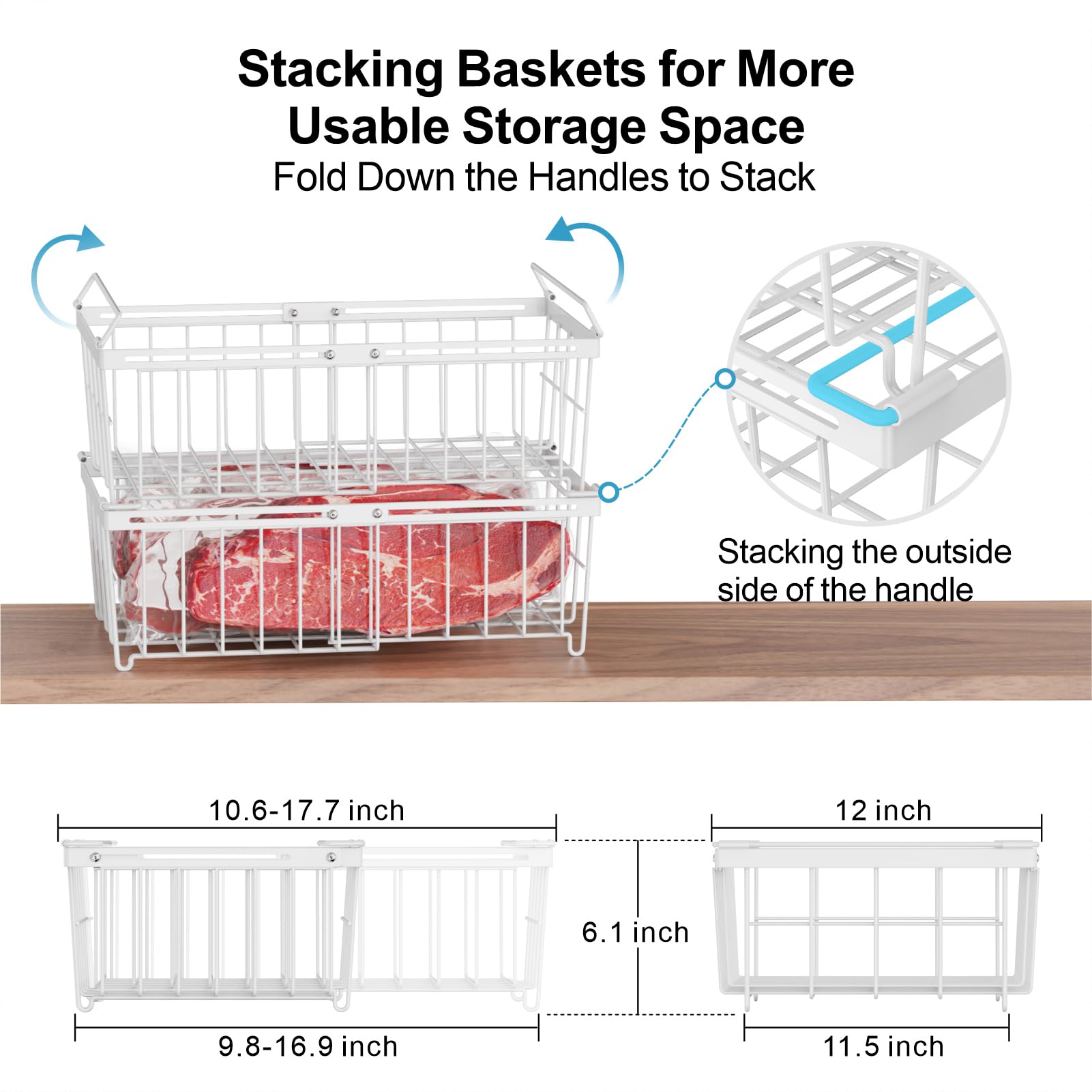 iSPECLE 7-Pack Large Expandable Stackable Freezer Organizer Bins for 10-20 Cu.Ft Chest Freezers - White | Deep Freezer Storage Containers for Frozen Food Organization | Easy Access & Better Ventilation | Perfect for Home Kitchens, Garages & Restaurants