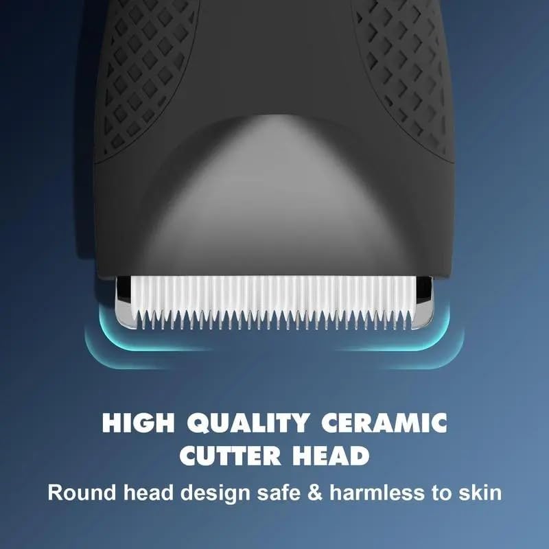 Waterproof Body & Manscaping Trimmer for Men - Beard, Face, Hair, Body & Intimate Grooming with Replaceable Ceramic Blades - Perfect for Travel, Gym & Home Use