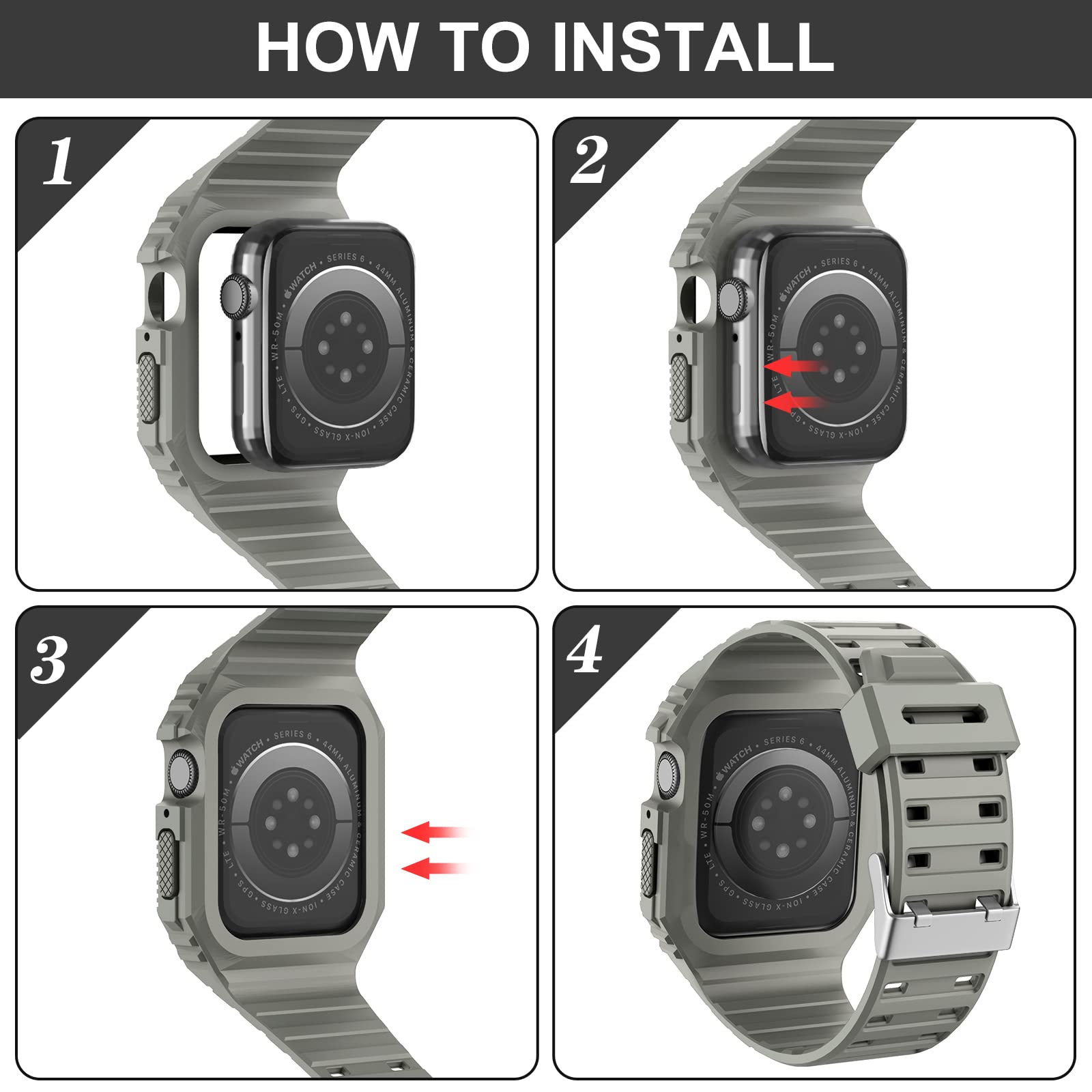 Durable Apple Watch Bands 38mm 40mm 42mm 44mm - Compatible with Series 1/2/3/4/5/6/7/SE - Rugged TPU Sport Strap with Protective Bumper Case for Men & Women - Perfect for Workouts, Running & Outdoor Activities