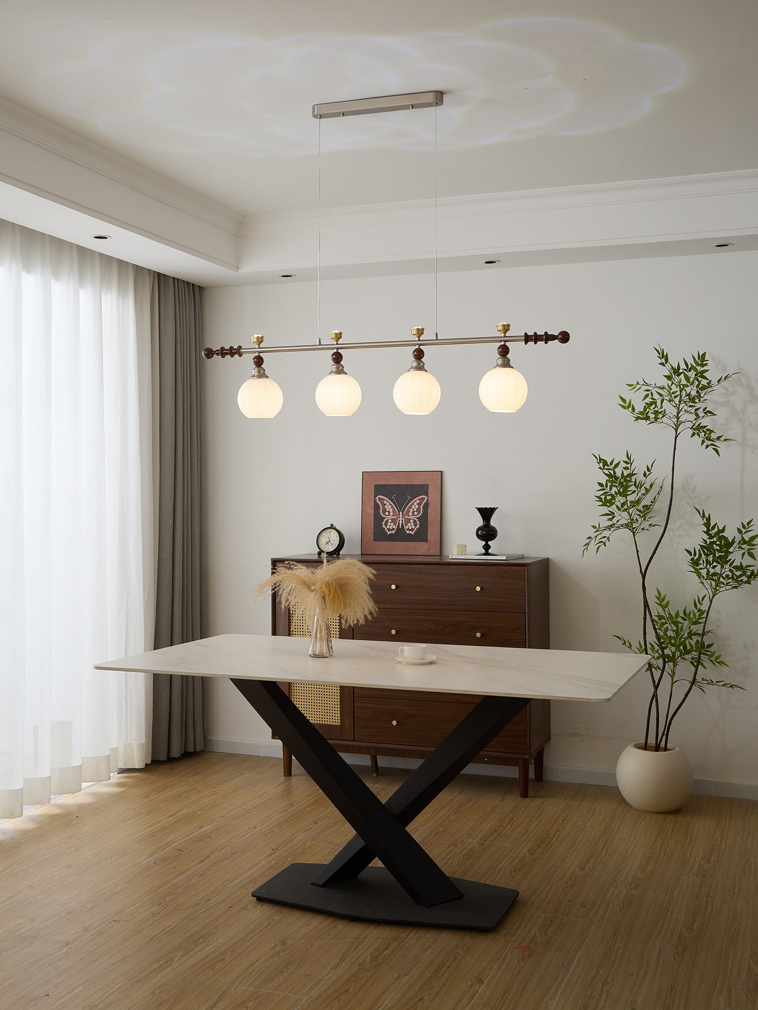 Cassian Linear Pendant Lamp - Modern LED Hanging Light Fixture for Kitchen Island, Dining Room & Living Room | Dimmable Industrial Style Lighting