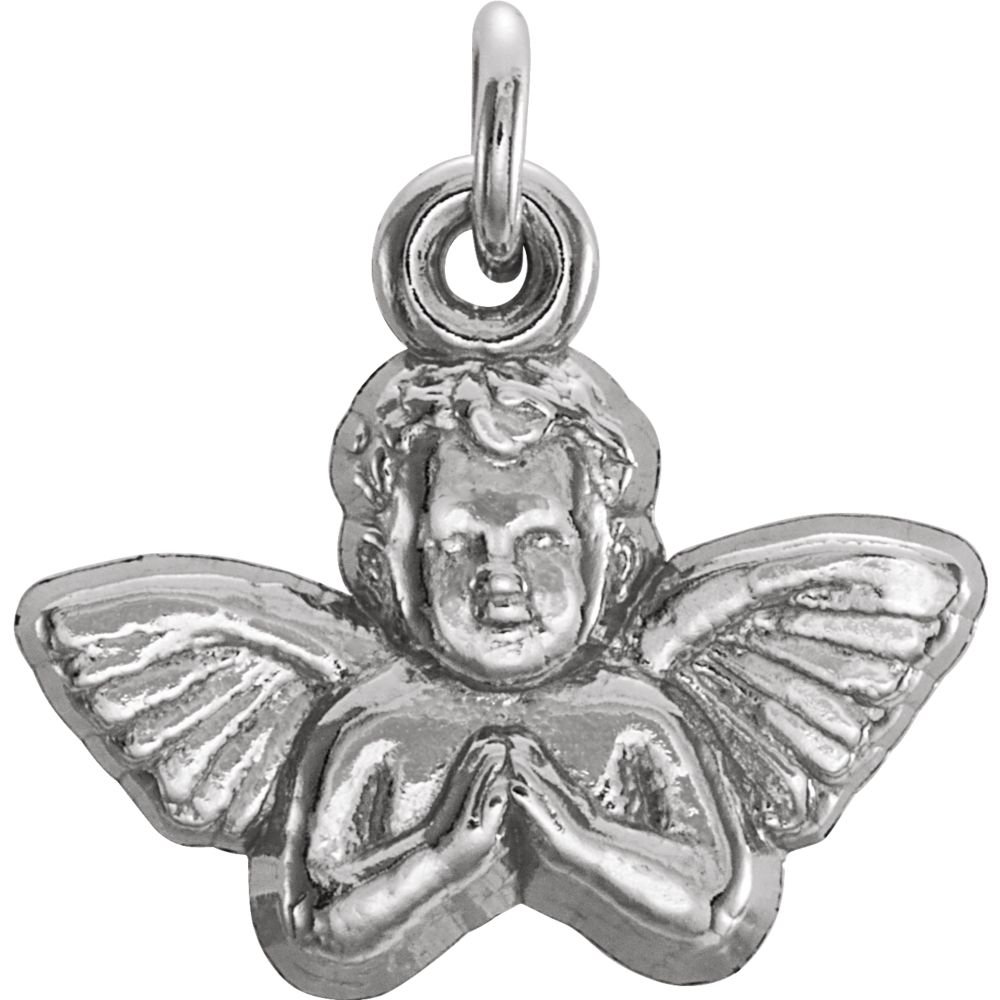 Jewels By Lux 925 Sterling Silver 11x12mm Angel Baby Pendant Necklace - Perfect Gift for Newborns, Christenings & Mother's Day