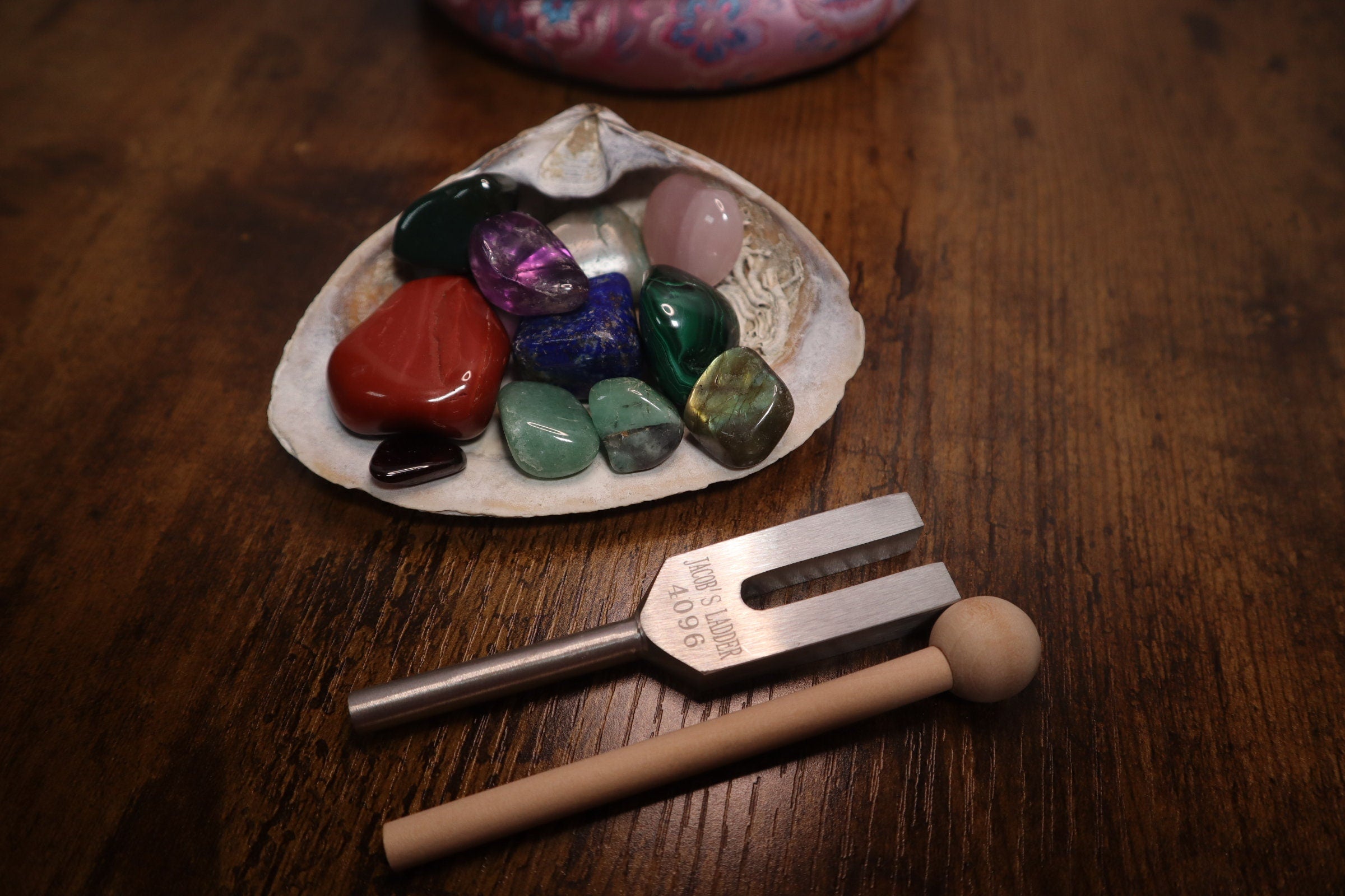 Heart Math Gemstone Mix Set - 4096Hz Crown Chakra Tuning Fork & 432Hz B Note Singing Bowl with Carry Case - Meditation, Yoga & Energy Healing Tools for Spiritual Wellness
