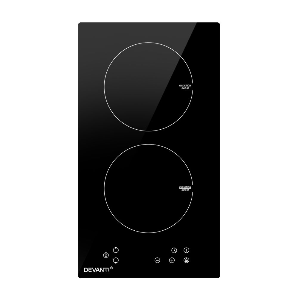 Devanti 30cm Induction Cooktop - Portable Electric Stove with 10 Power Levels, Fast Heating & Safety Lock - Perfect for Home, Kitchen, Camping & RV Cooking