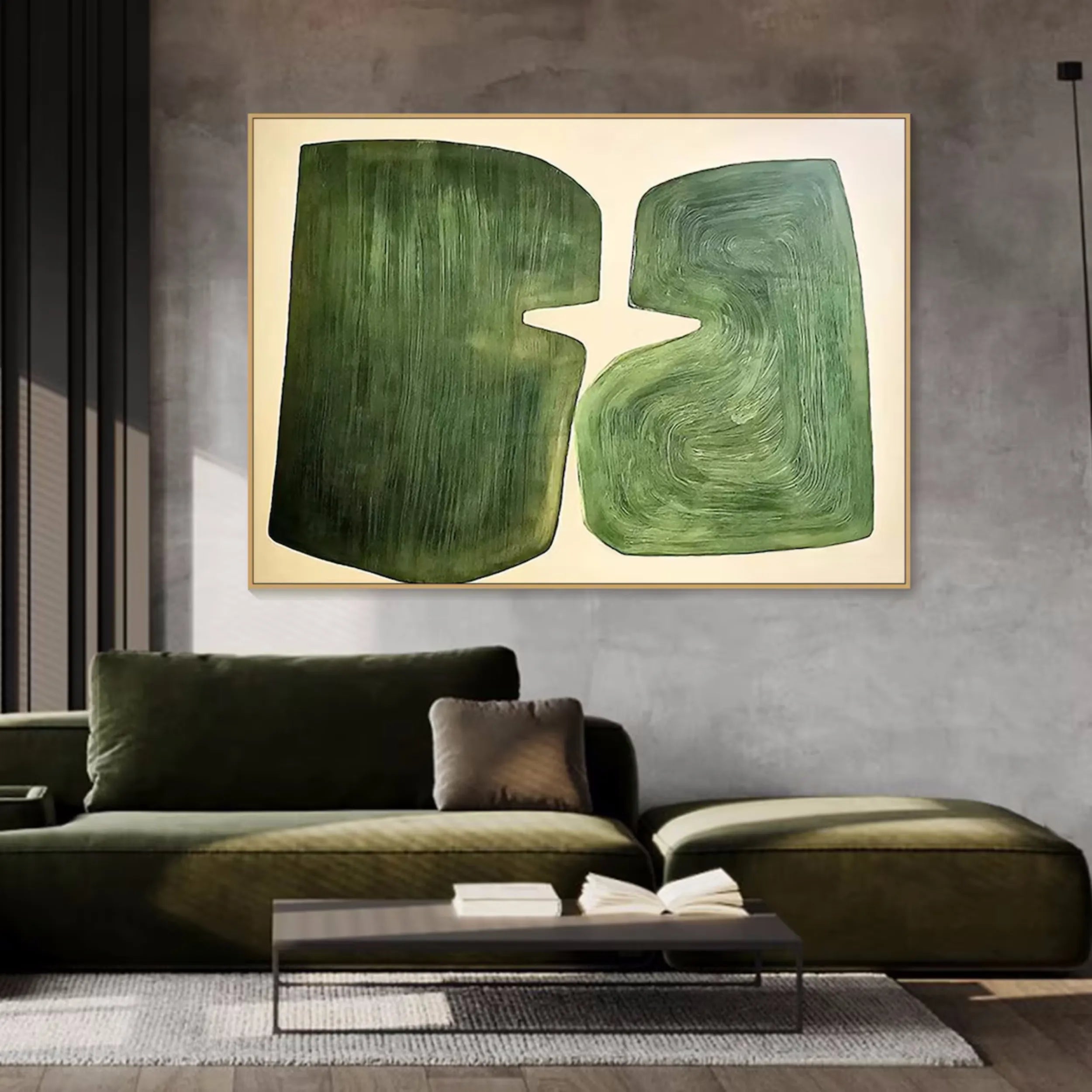 Blue & Green Abstract Canvas Wall Art #BG052 - Modern Home Decor for Living Room, Bedroom & Office
