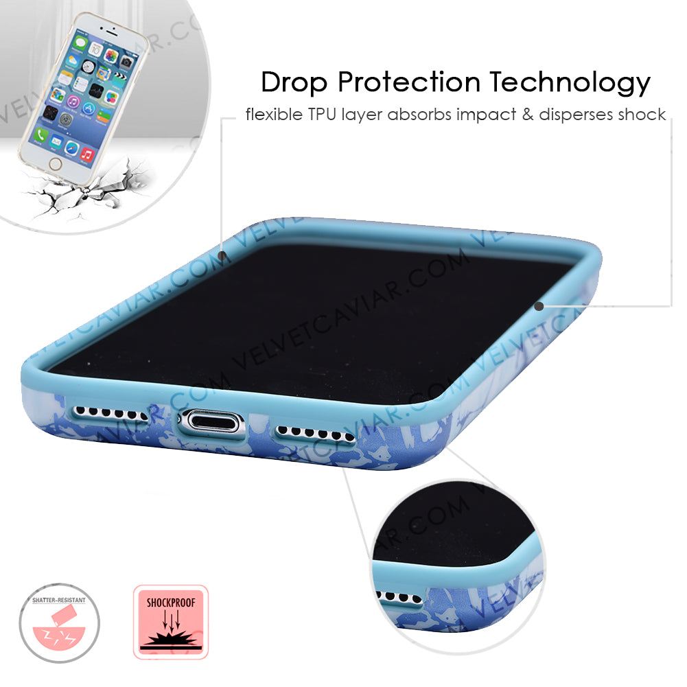 Premium Ocean Blue Chrome Marble iPhone Case - Shatterproof Protective Cover with Slim Fit Design | Perfect for Everyday Use, Travel & Fashion Accessory