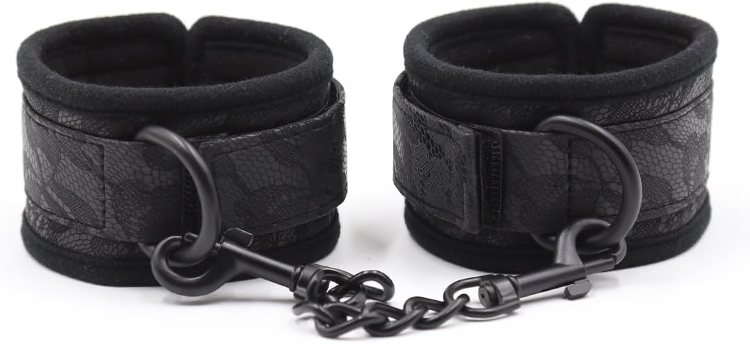 Bondage Handcuffs & Ankle Cuffs Set - Adjustable BDSM Restraints for Couples with Lace Decoration - Fetish Sex Toys for Adults - Perfect for Bedroom Play, Roleplay & Spicing Up Your Intimate Moments