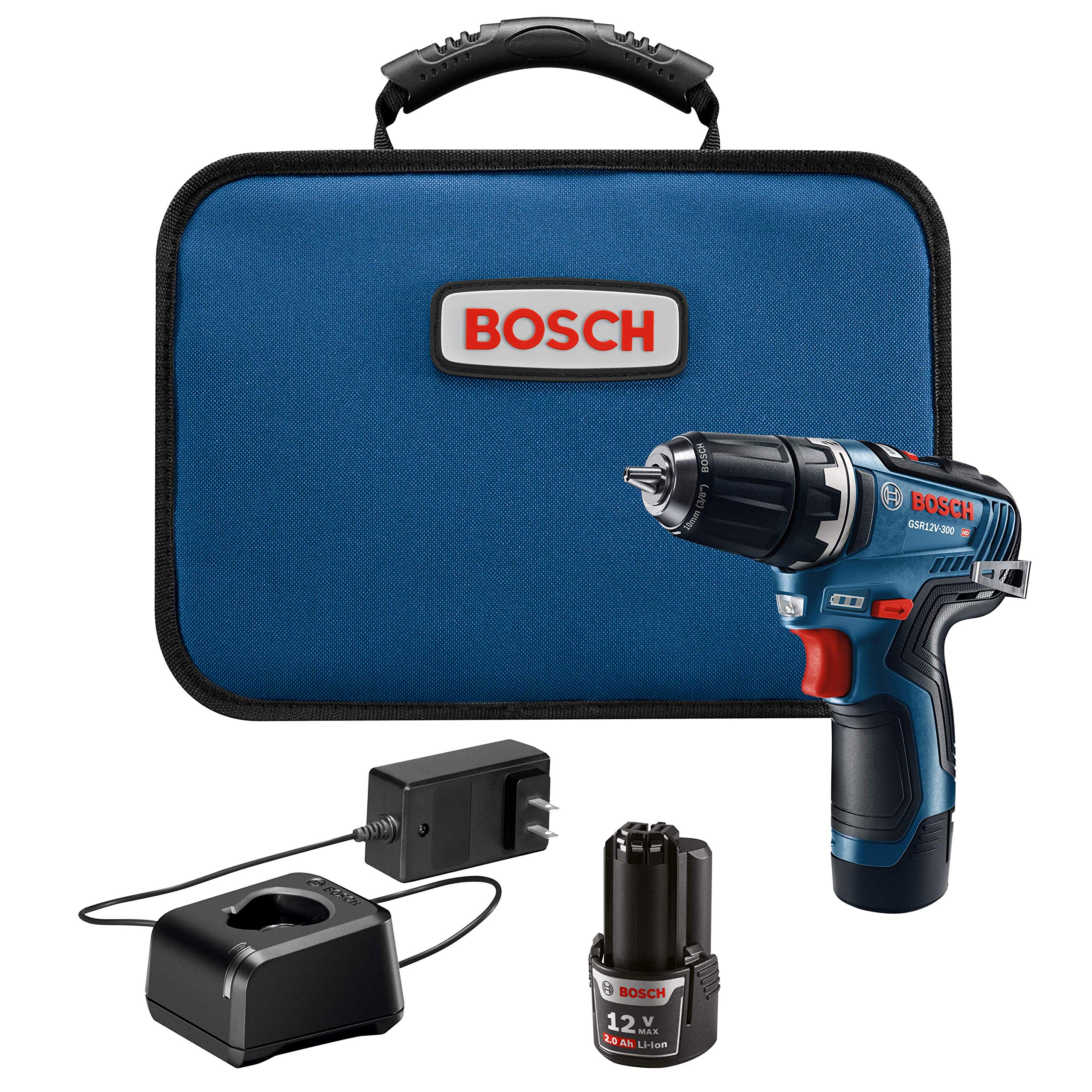 BOSCH GSR12V-300B22 12V Max EC Brushless 3/8 Inch Cordless Drill Driver Kit with 2 Batteries - Perfect for DIY Projects, Home Repairs, and Professional Construction Work
