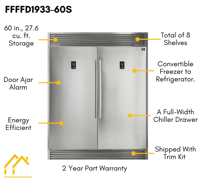 Forno 30-Inch Dual Fuel Range, Dishwasher & 60-Inch Refrigerator Appliance Package - Premium Kitchen Bundle for Modern Homes & Professional Chefs