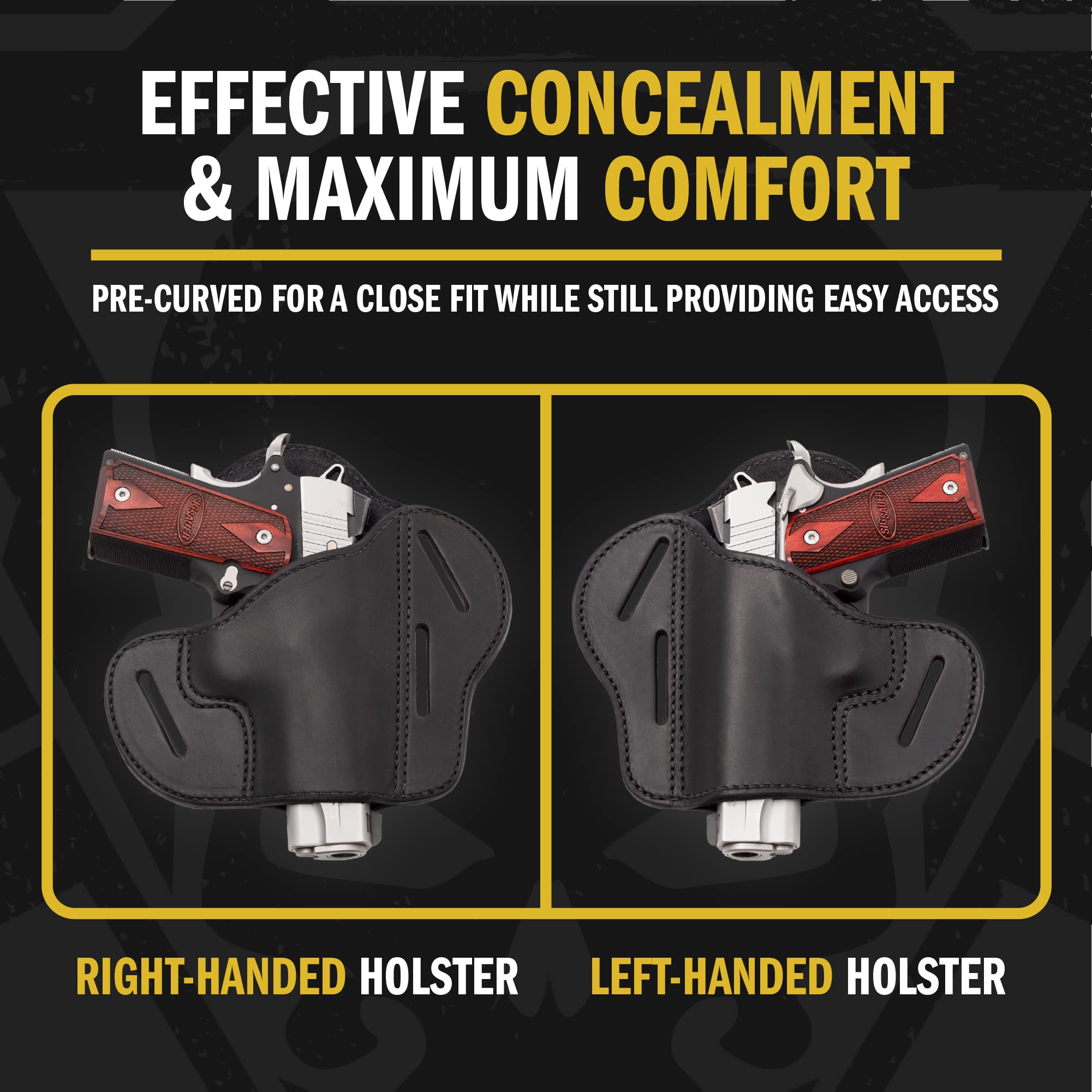 Relentless Tactical Premium Leather Gun Holster for 1911 Handguns - 3 Slot Pancake Style Belt Holster | Handcrafted in USA | Perfect for Concealed Carry, Range Training & Outdoor Activities