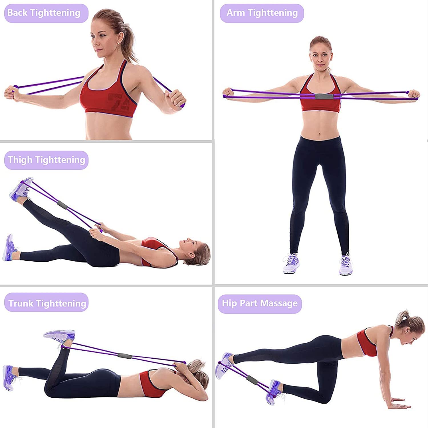 Premium 8-Word Chest Expander Rope - Yoga & Fitness Resistance Bands for Strength Training, Muscle Building & Home Workouts - Ideal for Gym, Physical Therapy & Full-Body Exercise