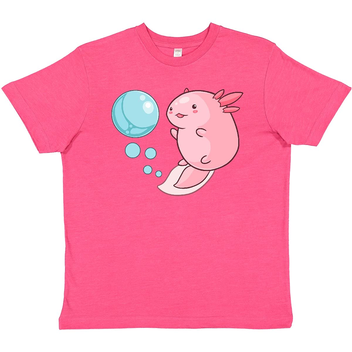 Cute Axolotl and Bubbles Heart Print Youth T-Shirt | Soft Cotton Kids Tee | Fun Animal Graphic Shirt for Boys & Girls | Perfect for School, Playdates & Casual Wear