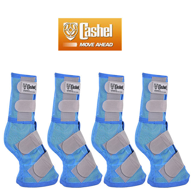 4 Pack Cashel Fly Prevention Arab Horse Leg Guard Cool Mesh Boots - Breathable & Lightweight for Summer Riding, Training, and Show Protection (Blue)