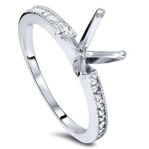1/10 Ct Diamond Engagement Semi Mount Ring - 14K White Gold Wedding Band for Women, Perfect for Proposals, Anniversaries & Bridal Jewelry Gifts