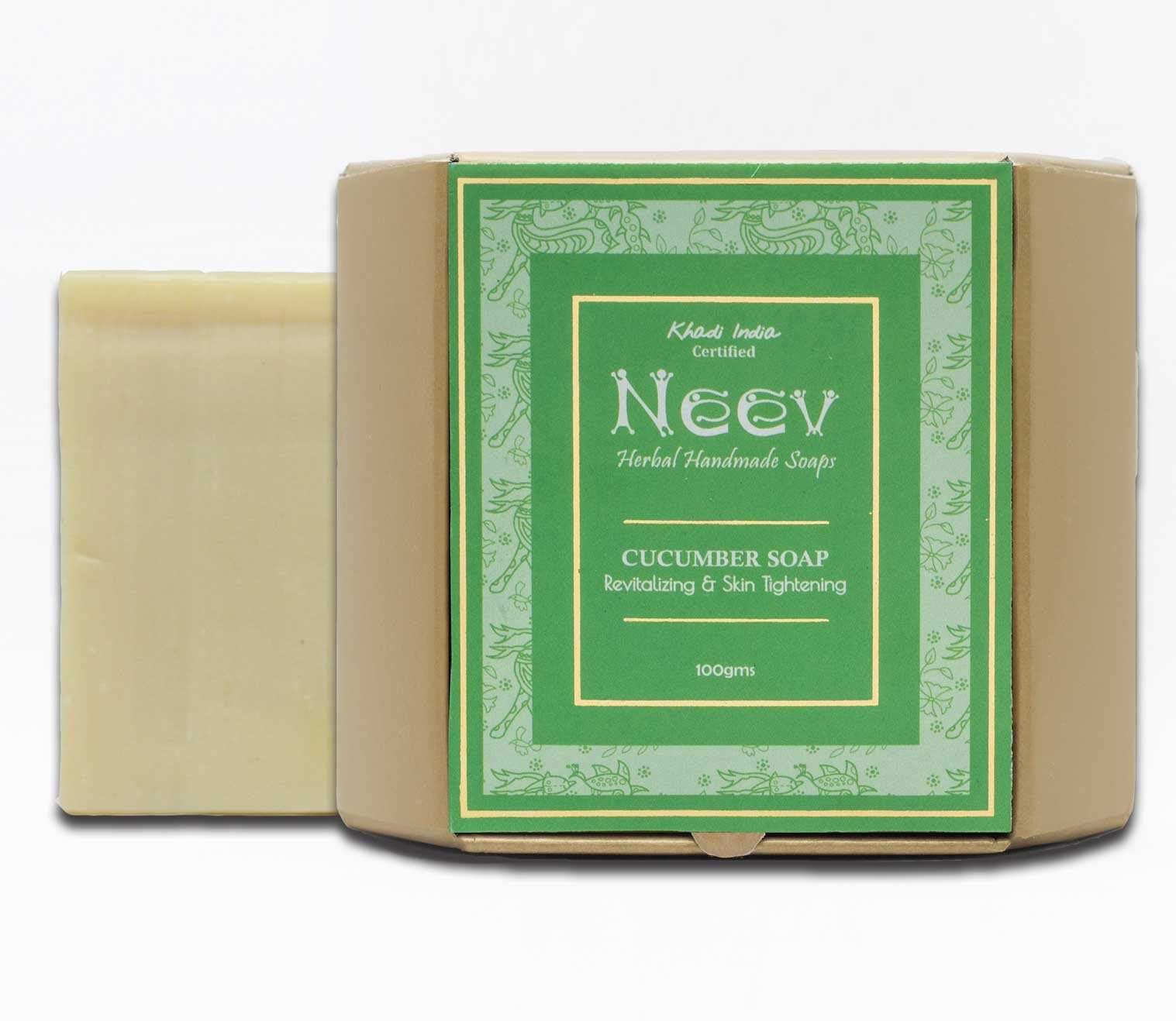 Neev Cucumber Soap for Face & Body - Revitalizing, Skin Tightening & Brightening | Natural Skincare for Glowing Complexion | Perfect for Daily Cleansing & Spa Days