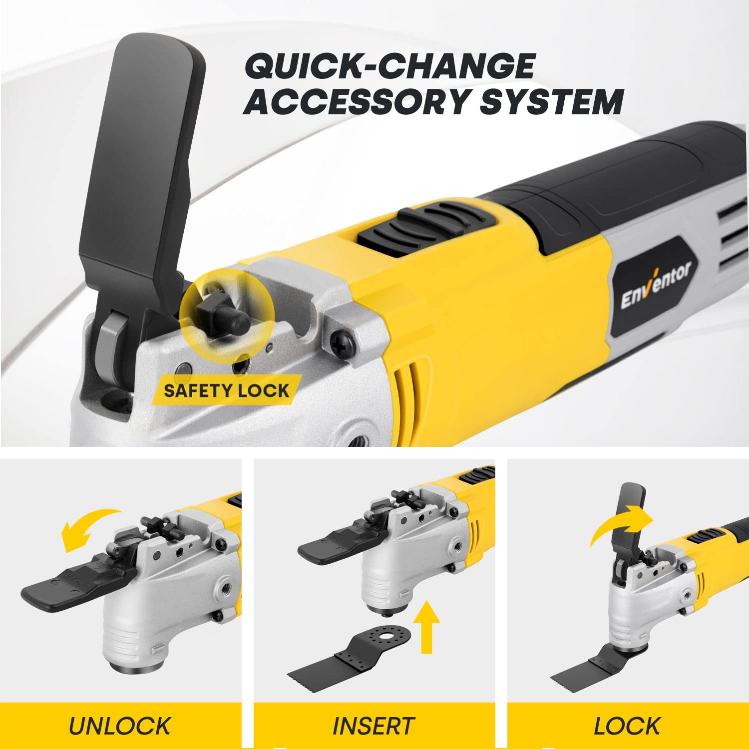 ENVENTOR 2.5-Amp Oscillating Multi-Tool Kit with 164Ft Self-Leveling Laser Level - Perfect for DIY Projects, Home Renovations & Professional Construction Work