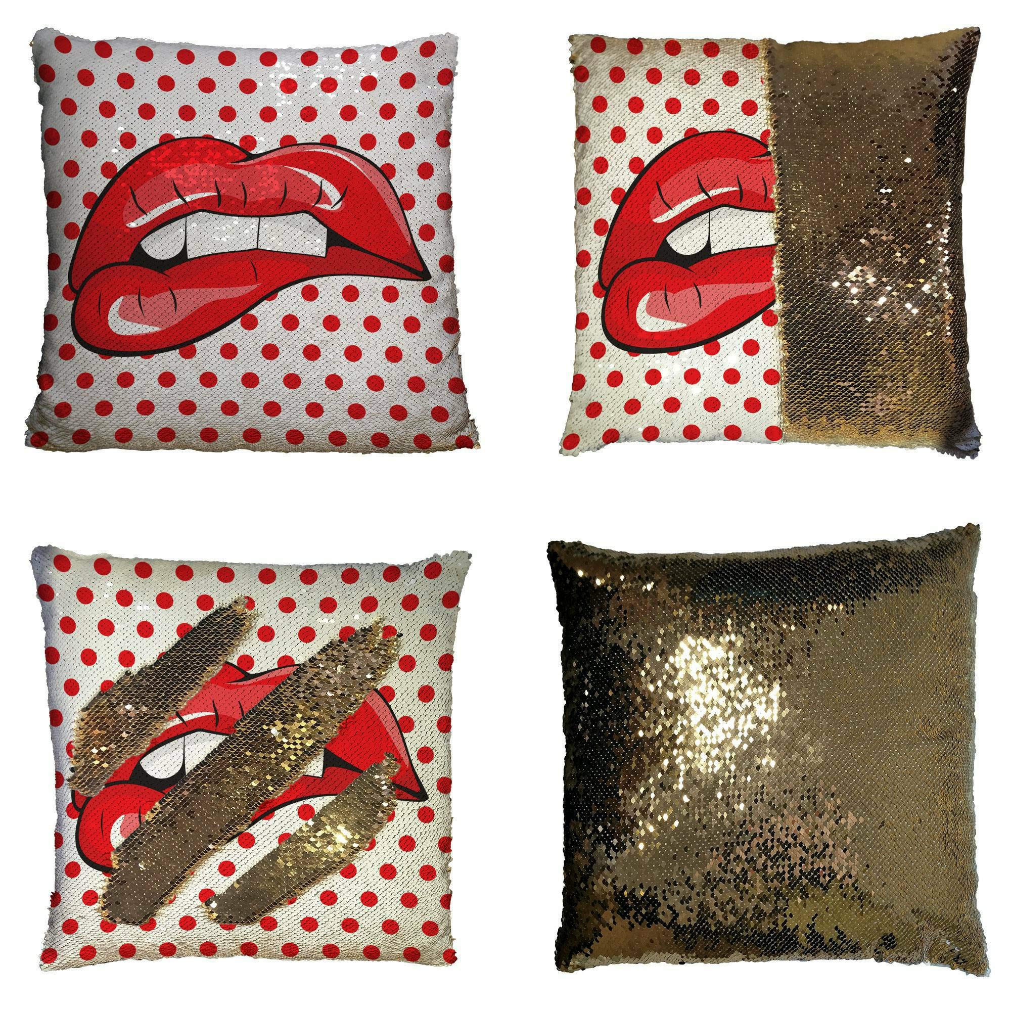 ECZJNT Biting Red Lips Pop Art Pillow Cover 18x18 Inch - Modern Home Decor Cushion Case for Living Room, Bedroom & Office