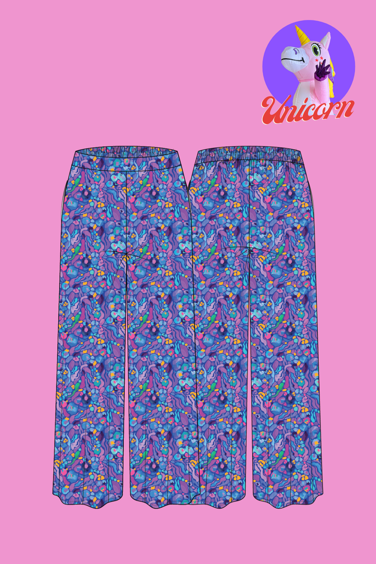 Kasey Rainbow Larsa Pants - Women's High Waisted Flowy Beach Pants in Reef Blue | Perfect for Summer Vacations, Beach Outings & Boho Fashion