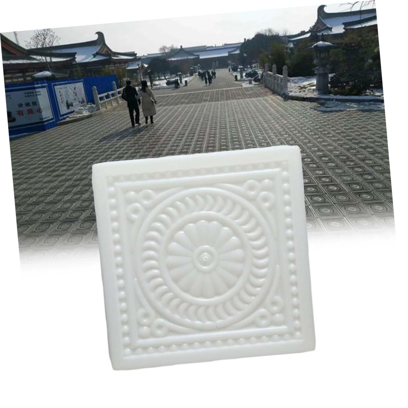 Kisangel Cpavement Mold - Concrete Stepping Stone Molds & Paver Molds for DIY Garden Path - White Antique Brick Design - Perfect for Patio, Walkway, and Landscape Decoration