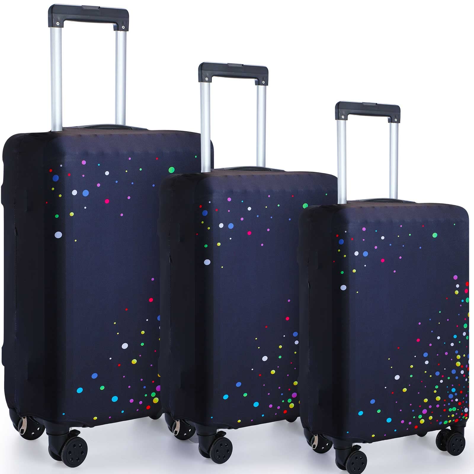 Sanwuta 3-Piece Washable Luggage Cover Set - Anti-Scratch Suitcase Protector for 18-28 Inch Bags (3 Sizes, Colorful Dot Design) - Perfect for Travel, Airports & Storage Protection