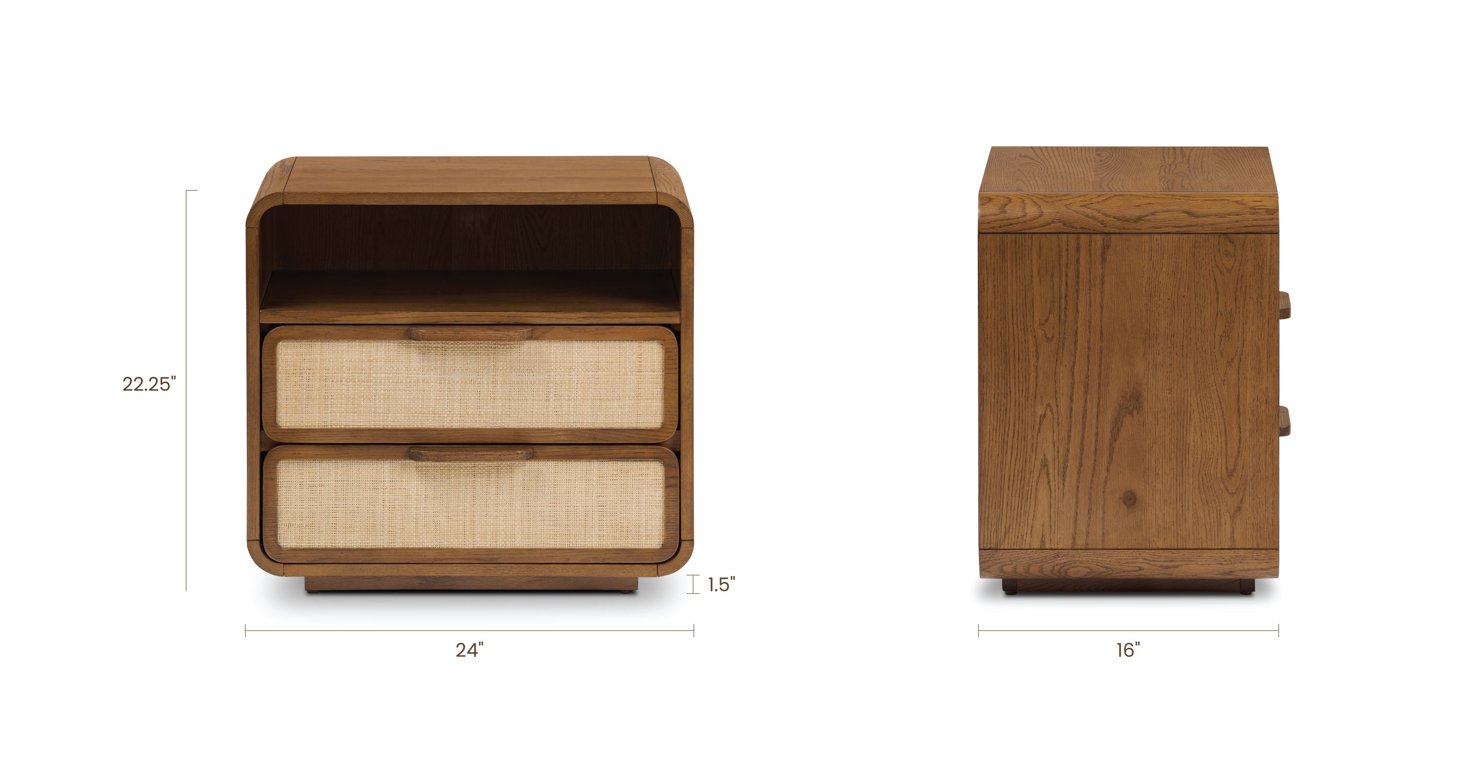 Modern Nightstand with USB Ports - Wooden Bedside Table with 2 Drawers & Charging Station - Perfect for Bedroom, Living Room, or Dorm Room Organization