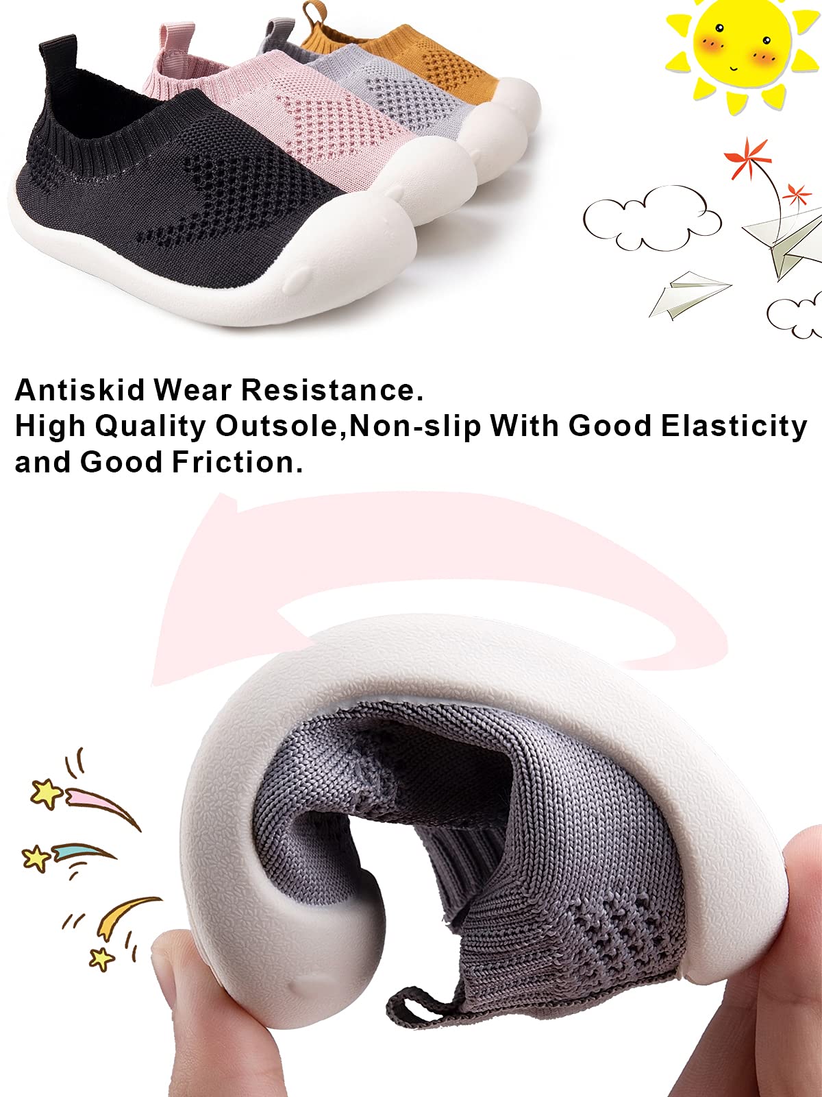 **Best Baby First Walking Shoes for 1-4 Years – Soft Sole Non-Slip Toddler Sneakers for Boys & Girls | Breathable Cotton Canvas & Mesh Lightweight TPR Slip-On | Perfect for Indoor & Outdoor Play**
