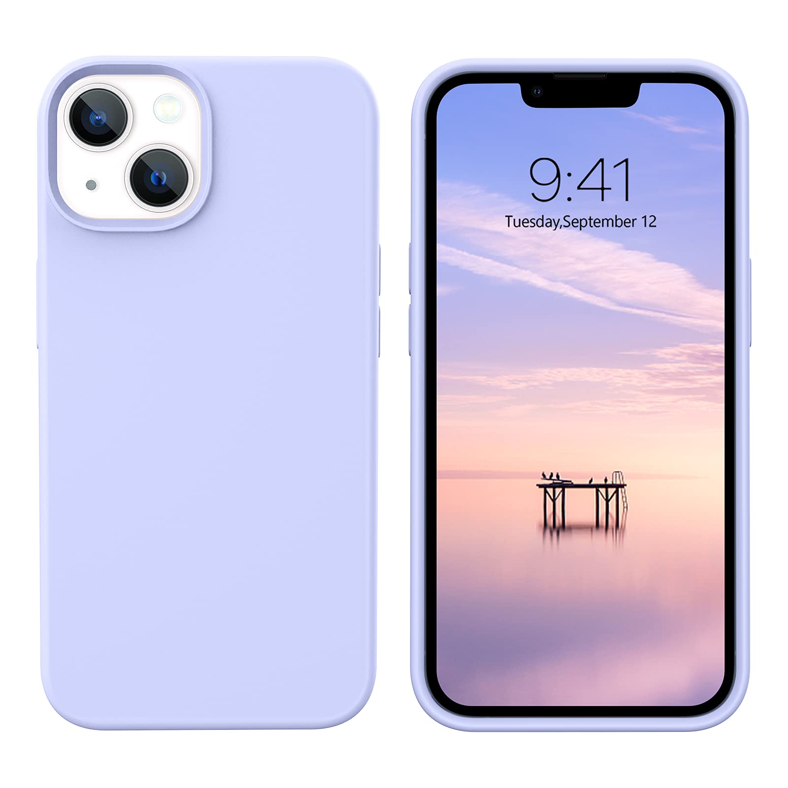 VENINGO iPhone 13 Case - Slim Liquid Silicone Protective Cover with Microfiber Lining | Shockproof & Anti-Scratch | Perfect for Everyday Use, Work & Travel | Lavender Purple for iPhone 13 6.1