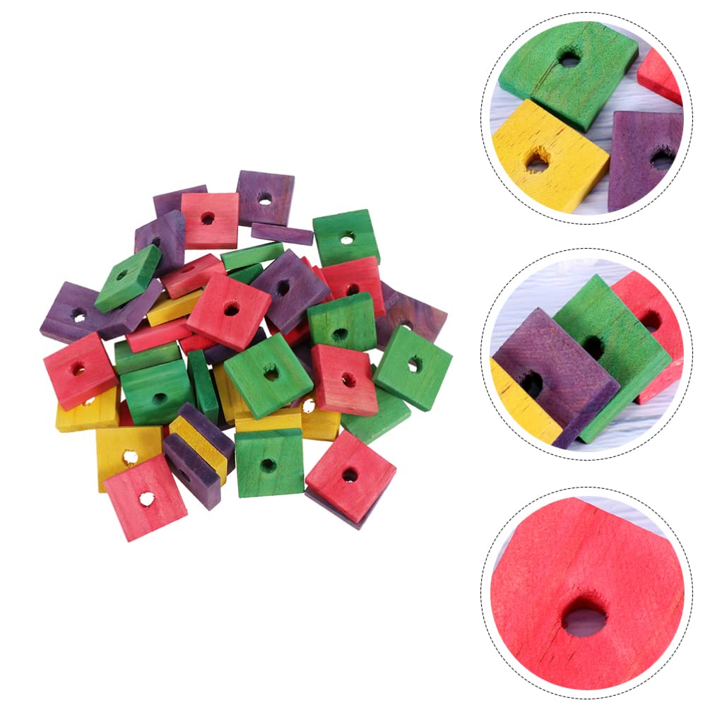 Balacoo 50pcs Natural Wooden Bird Chew Toys - Parrot Chewing Blocks, Puzzle Toys & Cage Accessories for Teething, Beak Trimming & Mental Stimulation - Perfect for Parrots, Cockatiels & Long-Tailed Birds