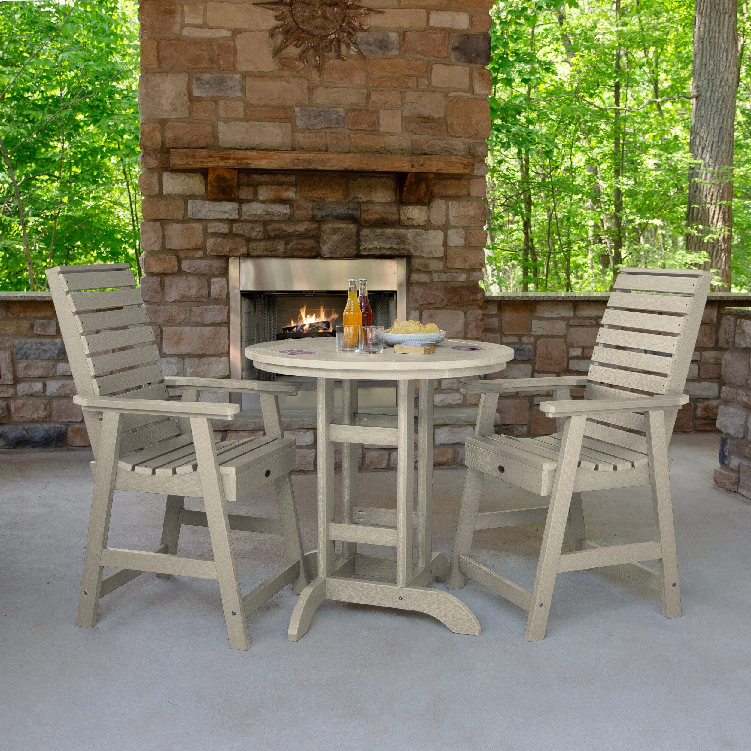 Weatherly 3-Piece 36-Inch Round Counter Height Dining Set - Perfect for Small Spaces, Breakfast Nooks & Outdoor Patios