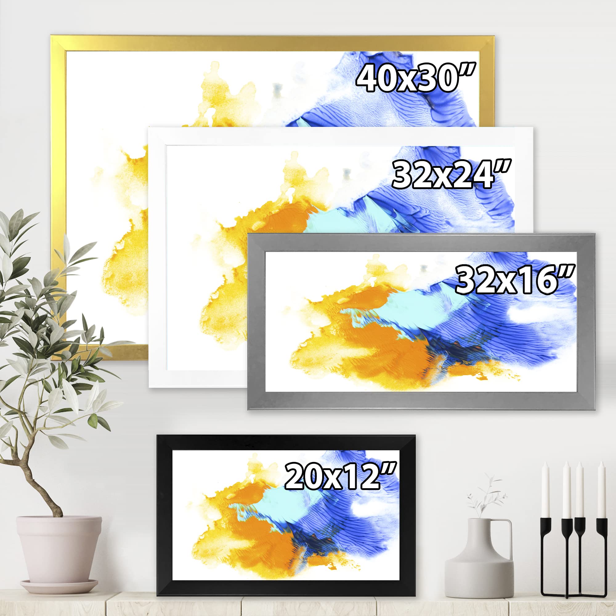Abstract Blue and Orange Clouds Modern Framed Wall Art - Contemporary Canvas Painting for Living Room, Bedroom & Office Decor | Ready to Hang | Perfect for Modern Homes, Apartments & Workspaces