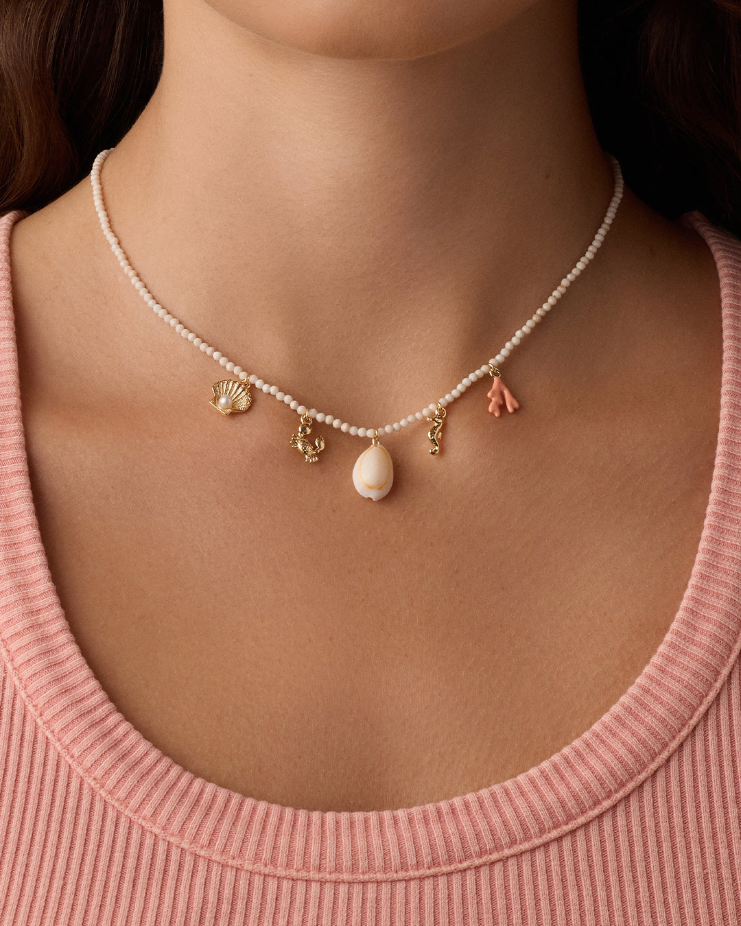Ocean Mini Charm Necklace - Dainty Sea-Themed Jewelry for Women - Perfect for Beach Vacations, Summer Outfits & Gift Giving